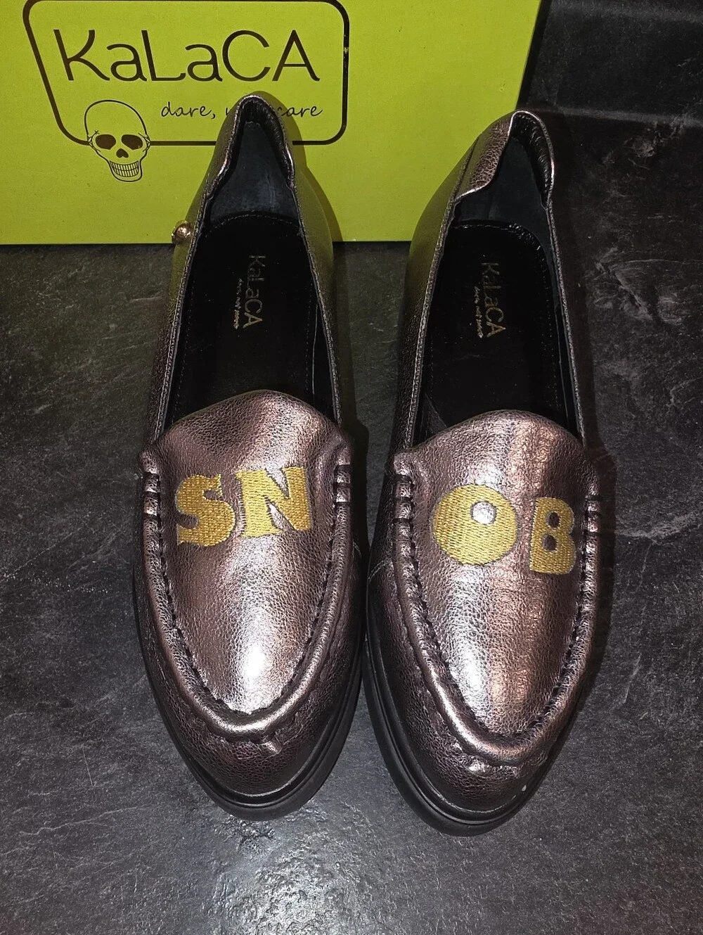 KaLaCA SNOB gun Metal Platform Shoes Size 38